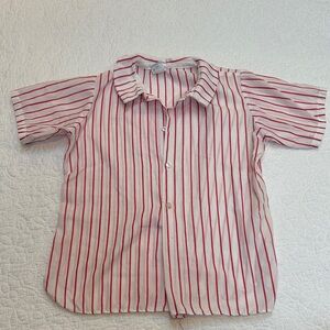 Vintage Imp originals Red and White Striped Kids button down blouse Shirt sz 6